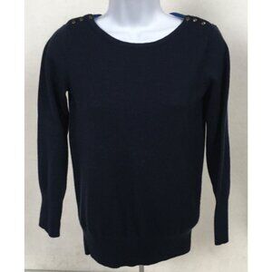 The Limited Black Sweater Women Size S Black Round Neckline Buttons On Shoulder